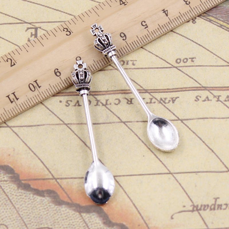 Vintage Collectible Spoons - 10pcs Charms Kitchen Crown Spoon 59x11mm