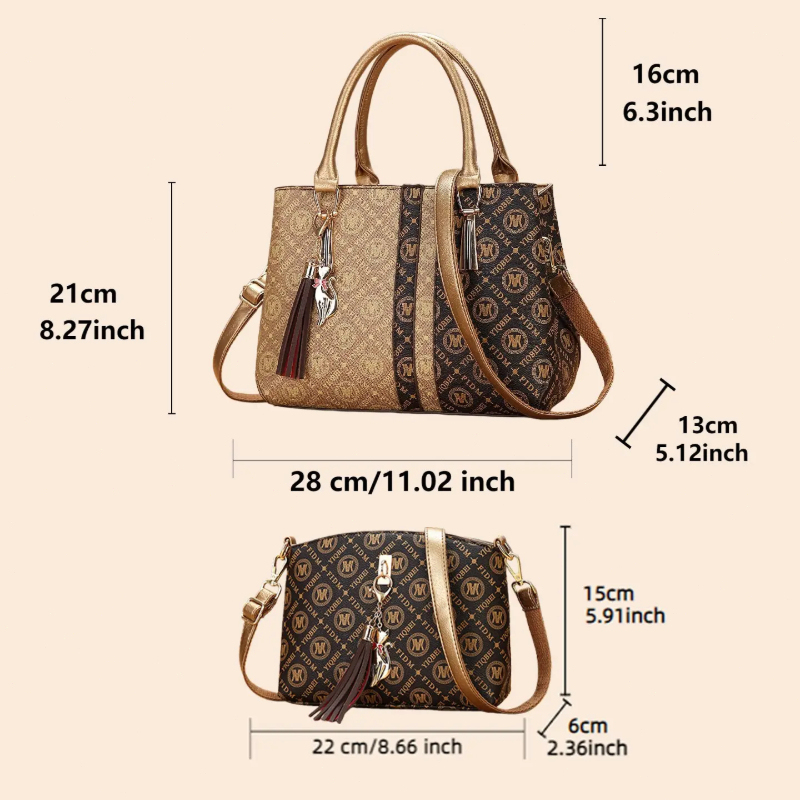 Women's Handbag Set with Shoul - Vintage Zipper บทวิจารณ์และราคา