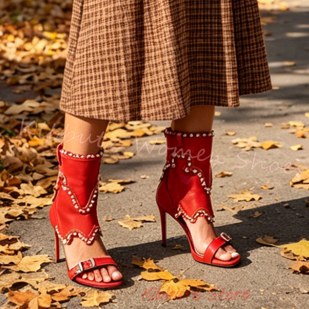 Boho Denim Sandal Women Pearl  - Vintage Zipper บทวิจารณ์และราคา