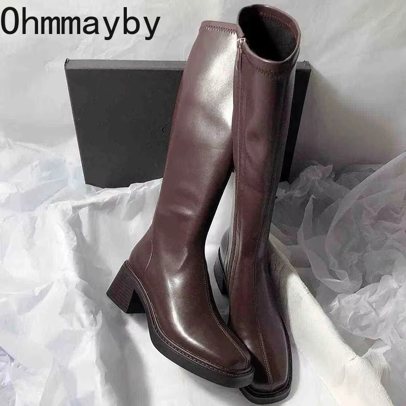 Vintage Thick Heel Women Knee  - Vintage Zipper บทวิจารณ์และราคา