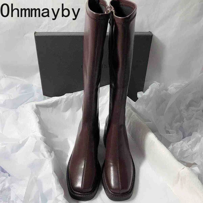 Vintage Thick Heel Women Knee  - Vintage Zipper บทวิจารณ์และราคา