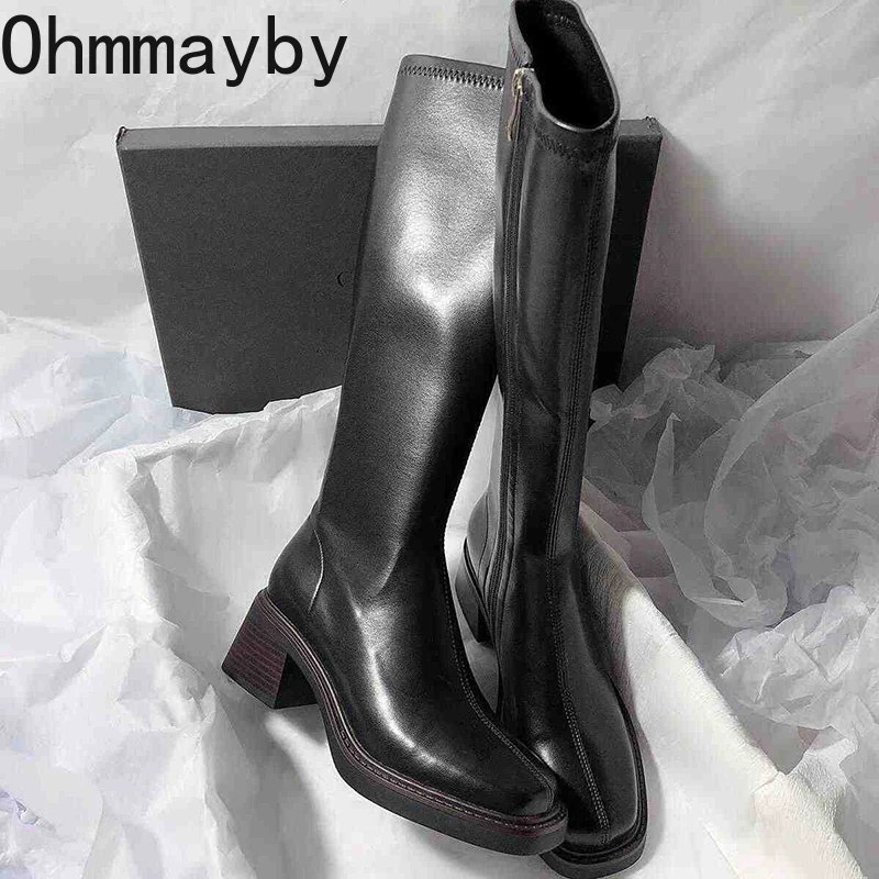 Vintage Thick Heel Women Knee  - Vintage Zipper บทวิจารณ์และราคา
