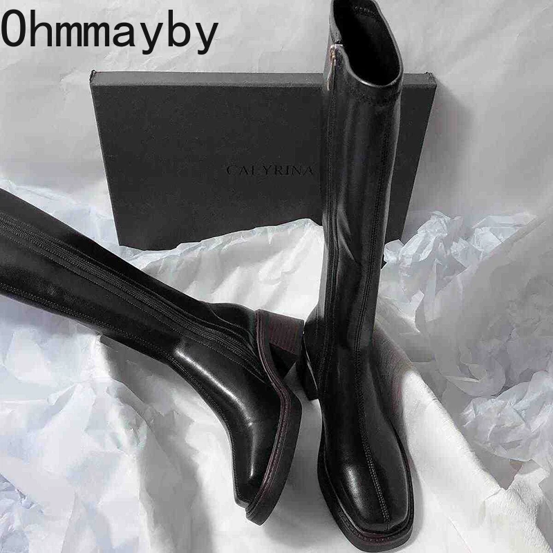 Vintage Thick Heel Women Knee  - Vintage Zipper บทวิจารณ์และราคา