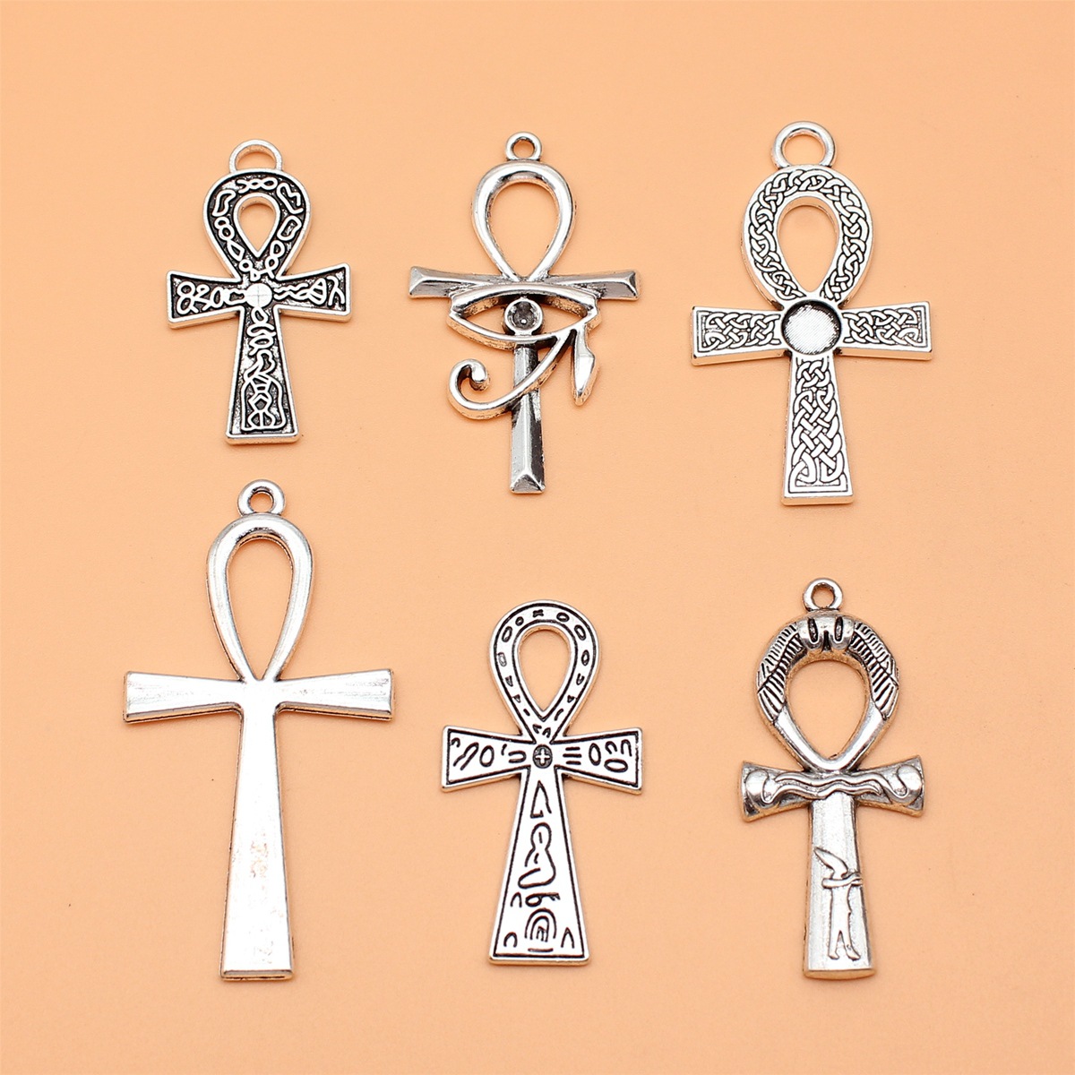 6pcs Antique Silver Color Key  - Vintage Collectible Jewelry บทวิจารณ์และราคา
