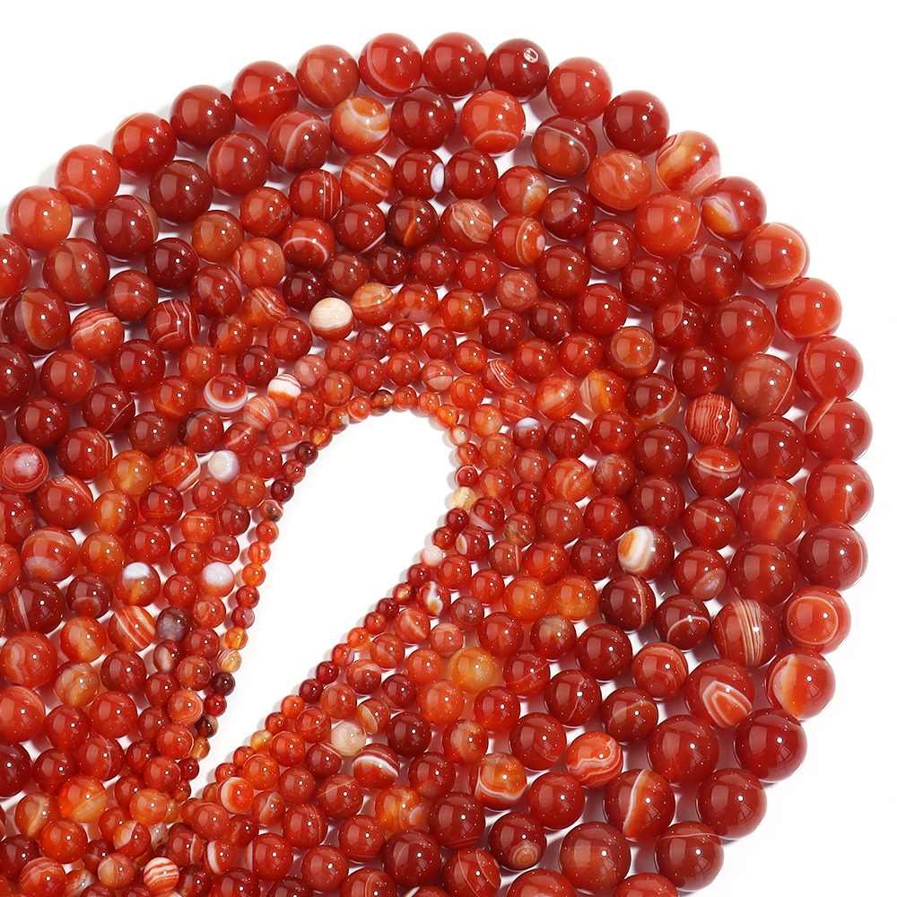 1 Strand Red Striped Agate Nat - Vintage Collectibles For Sale บทวิจารณ์และราคา