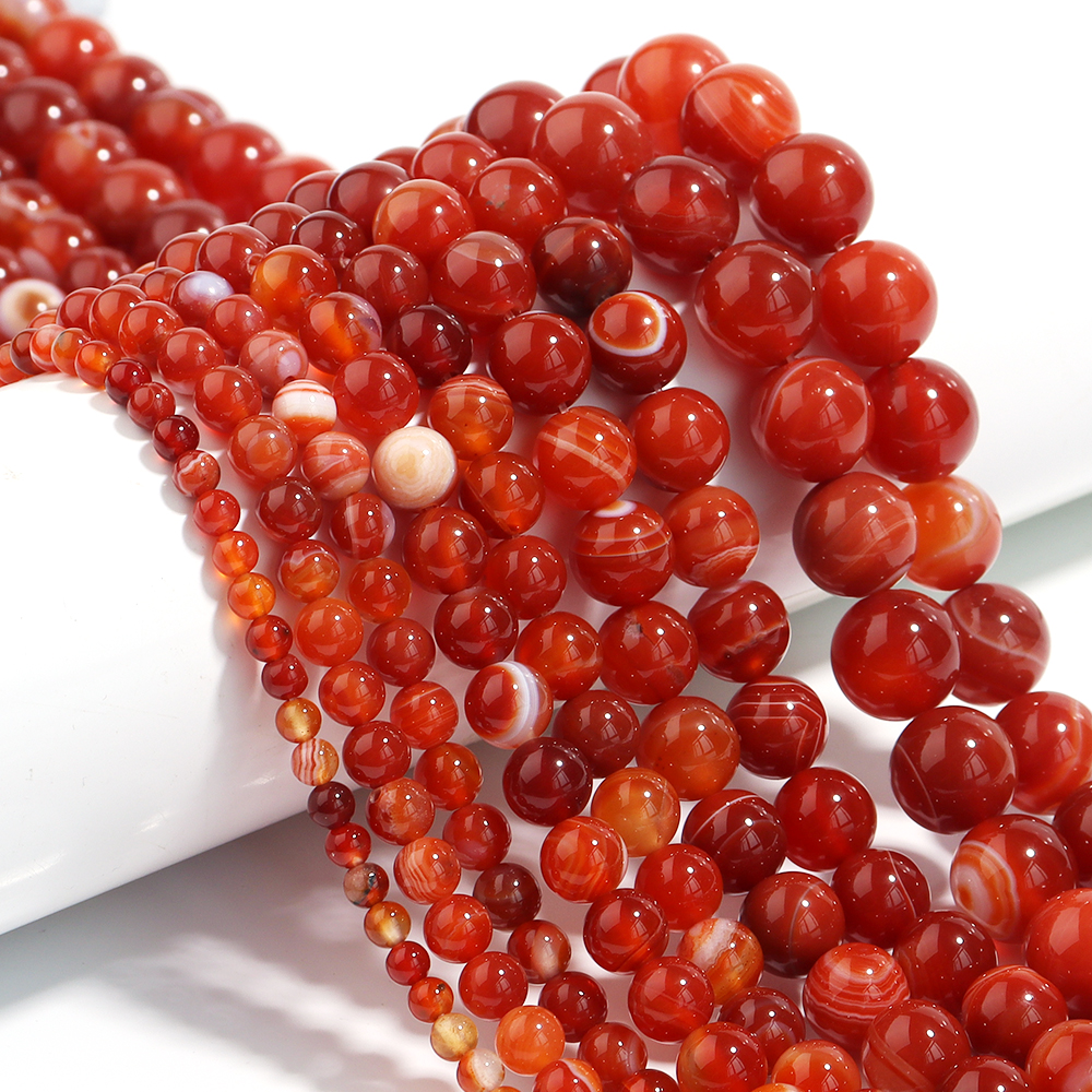 1 Strand Red Striped Agate Nat - Vintage Collectibles For Sale บทวิจารณ์และราคา