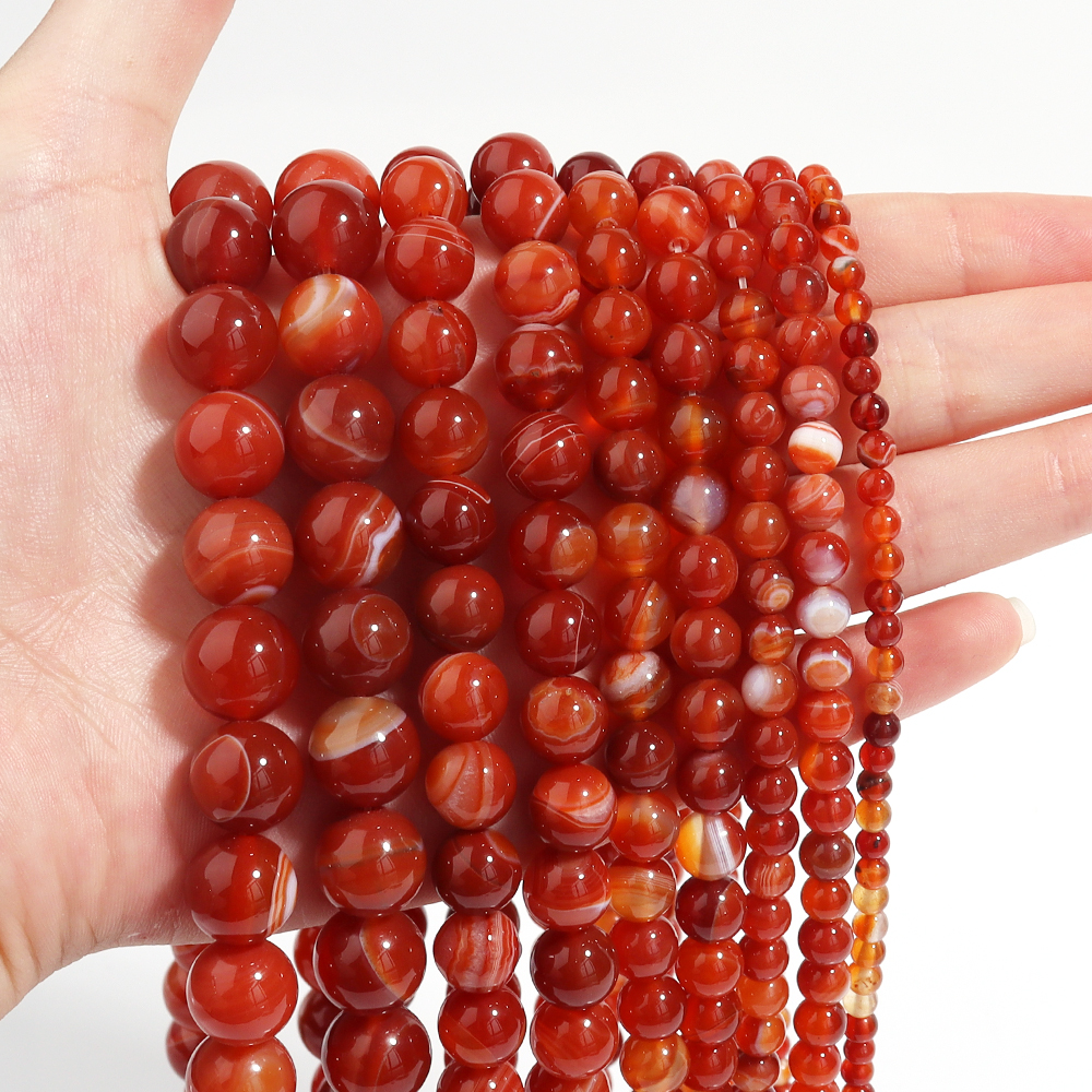 1 Strand Red Striped Agate Nat - Vintage Collectibles For Sale บทวิจารณ์และราคา