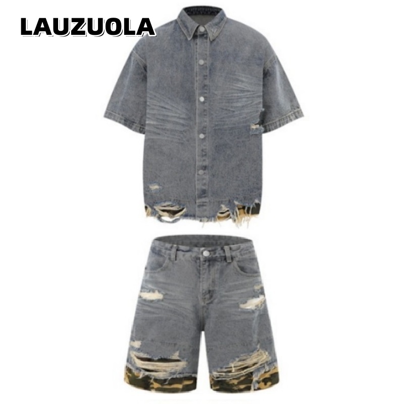 Men's Distressed Ripped Denim  - Vintage Zipper บทวิจารณ์และราคา