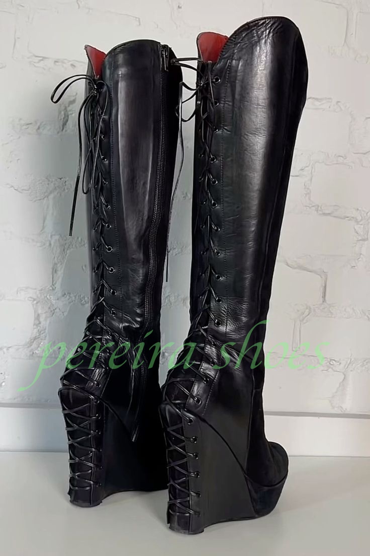 Lady Black Platform Wedges Hee - Vintage Zipper บทวิจารณ์และราคา