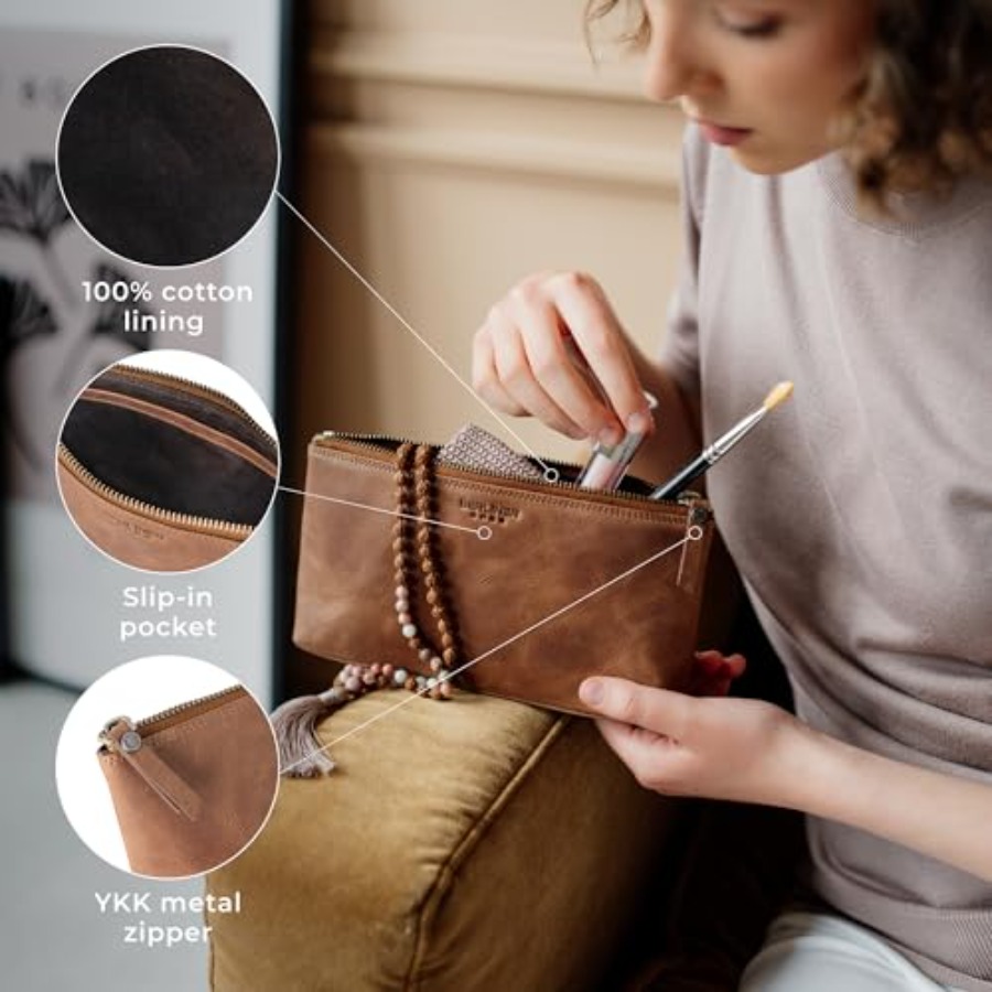 Vintage Genuine Leather Makeup - Vintage Zipper บทวิจารณ์และราคา