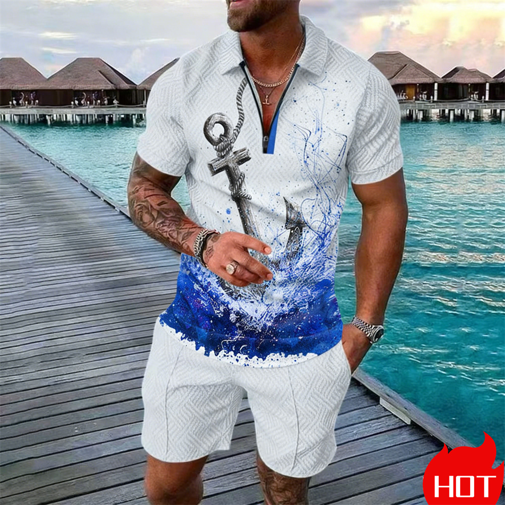 Summer man polo shirt set Vint - Vintage Zipper บทวิจารณ์และราคา